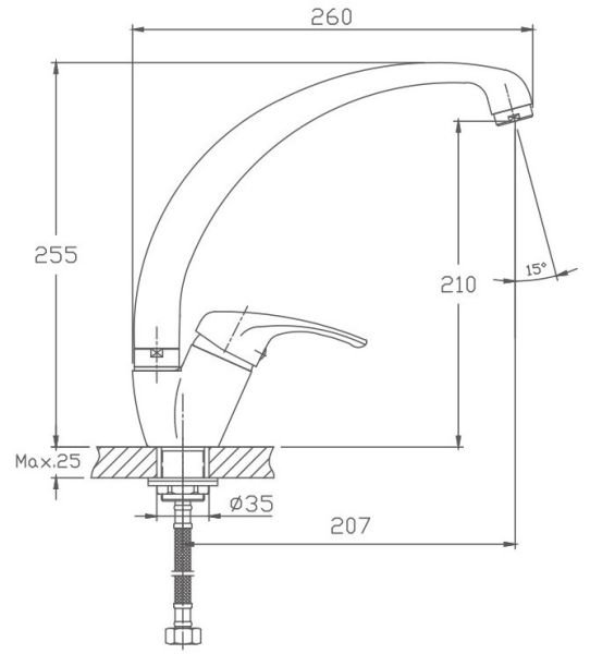 Смеситель для кухни Haiba HB4113-8 серый