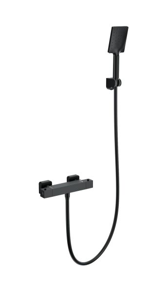 Смеситель для душа Wonzon & Woghand WW-B2026-A-MB с термостатом чёрный матовый
