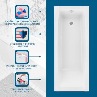 Акриловая ванна Santek Санторини 1WH302497 150х70 см белый