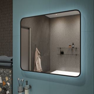 Зеркало DIWO Кострома 80 черное, с подсветкой, прямоугольное, инфракрасный выключатель Зеркало DIWO Кострома 80 черное, с подсветкой, прямоугольное, инфракрасный выключатель