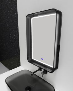 Зеркало с подсветкой ABBER Kristall 55см чёрный AT6701Onyx Зеркало с подсветкой ABBER Kristall 55см чёрный AT6701Onyx