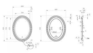 Зеркало с подсветкой ABBER Stein AS6601Violett 60см фиолетовый