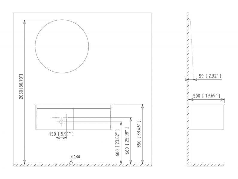 Зеркало ORKA Agora 3000069 75 белый матовый