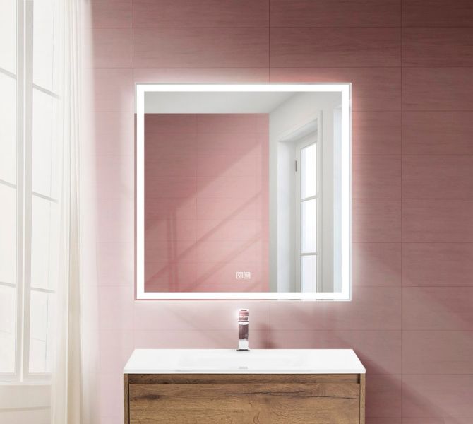 Зеркало с встроенным светильником, сенсорным выключателем и подогревом  12W, 220-240V  SPC-GRT-800-800-LED-TCH-WARM