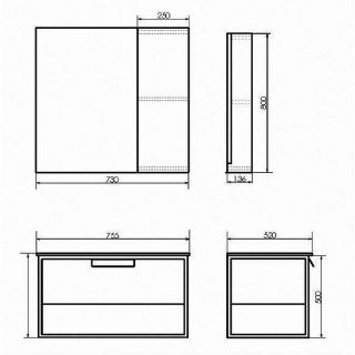Зеркало-шкаф Comforty Бонн 00-00001950 дуб дымчатый