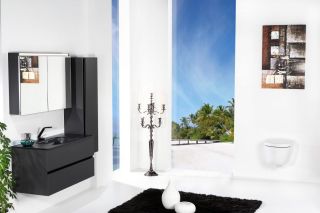 Зеркальный шкаф Armadi Art Vallessi 100см антрацит глянец 546-A glossy