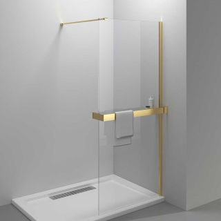 Душевая перегородка Vincea Walk-in VSG-4HR900CL 90 см стекло прозрачное профиль брашированное золото