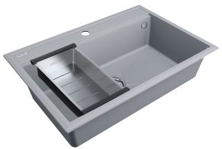 Комплект Paulmark: мойка Stepia 80 и коландер Advance PM117551-GRS+A375-BS серый дым/брашированная нержавеющая сталь Комплект Paulmark: мойка Stepia 80 и коландер Advance PM117551-GRS+A375-BS серый дым/брашированная нержавеющая сталь