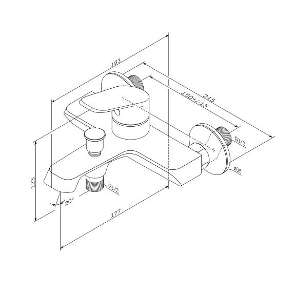 Смеситель для ванны и душа Am.Pm Func F8F10000 хром
