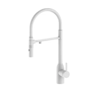Смеситель для кухни Paulmark Magneto One Ma213188-WH белый, рычажный, с гибким изливом