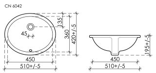 Встраиваемая раковина Ceramica Nova Element CN6042 50см белый Встраиваемая раковина Ceramica Nova Element CN6042 50см белый