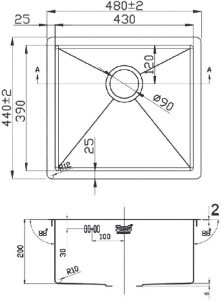 Мойка кухонная Zorg Light  GRAFIT ZL R 480440 GRAFIT