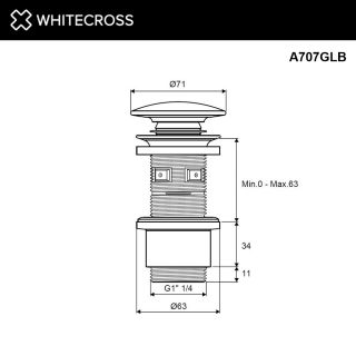 Донный клапан Whitecross A707GLB брашированное золото