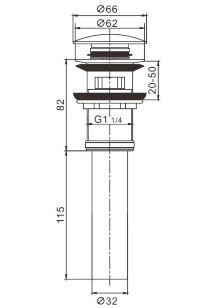 Донный клапан Rose RS12 хром Донный клапан Rose RS12 хром