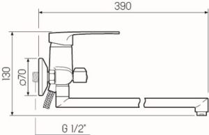 Смеситель для ванны с душем РМС SL52-006E-2 хром