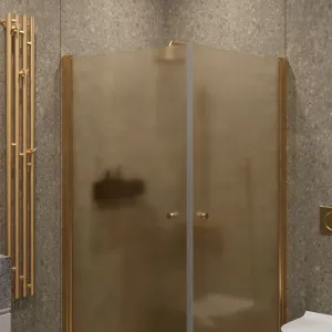 Душевой уголок на монопетле by Deonria U-80-79-6-BR/M-GS 80x79см золото/бронза матовая