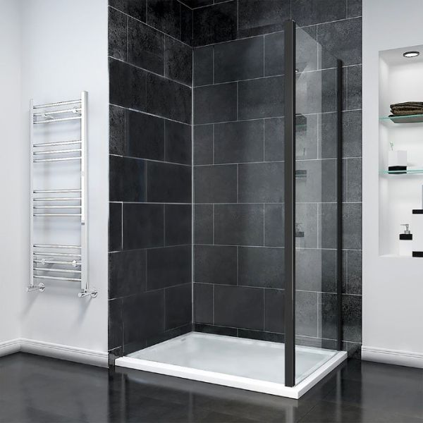 Боковая панель Veconi KP-14B, 1000x1950, черный матовый, прозрачное стекло Боковая панель Veconi KP-14B, 1000x1950, черный матовый, прозрачное стекло