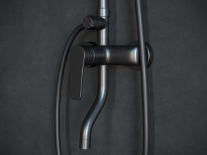 Душевая стойка Laguraty 17060B с изливом чёрный матовый