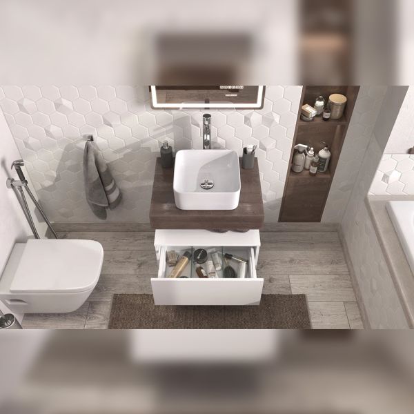 Тумба подвесная без столешницы Velvex Unit tp.UNI.60.1Y белый матовый, 60 см