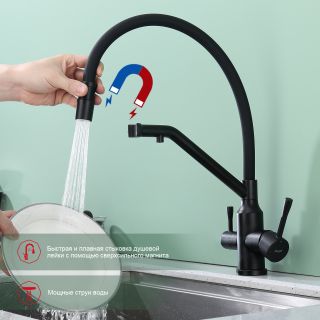 Смеситель для кухни Raglo R81.62.06 с подключением фильтра чёрный Смеситель для кухни Raglo R81.62.06 с подключением фильтра чёрный
