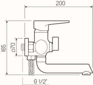 Смеситель для ванны с душем РМС SL77BL-009E чёрный Смеситель для ванны с душем РМС SL77BL-009E чёрный
