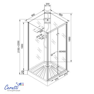 Душевая кабина Ceruttispa Белла (Bella) 90BF 90x90 см профиль чёрный стекло матовое